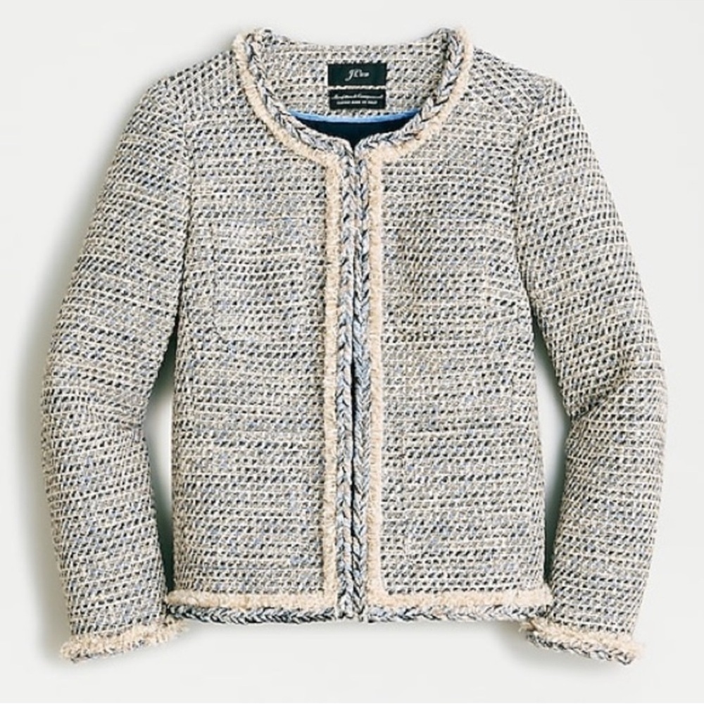 J. Crew Braided Trim Jacket in Speckled Tweed 4 NWT